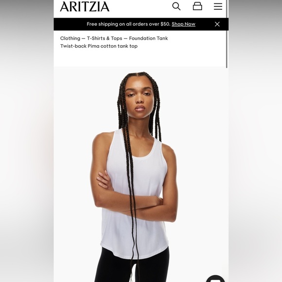 Aritzia Foundation Tank Loose Fit Soft Size Small Women’s US Very Light Grey - Picture 1 of 6